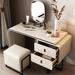 Extendable PU Leather Makeup Vanity Table , HD Mirror & Uph