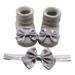 LBECLEY Little Miss Matched Socks Children Kids Socks Soft Bottom Toddler Shoes Socks Bowkot Princess Socks Floor Socks 1Pc Socks + 1Pc Bow Hairband Ruffle Socks for Toddler Girls Grey S