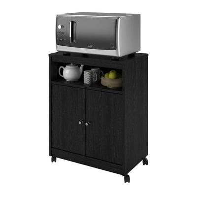 Black Utility Cart / Kitchen Microwave Cart with Casters - 14.7 x 23.6 x 30.3