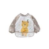 Sunisery Baby Kids Waterproof Saliva Bib Long Sleeve Animals Stripe Feeding Bib