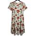 Lularoe Dresses | Euc Lularoe Xxs Grey Red Rose Floral Carly Dress | Color: Gray/Red | Size: Xxs