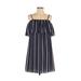 19 Cooper Casual Dress - Shift Square Sleeveless: Blue Print Dresses - Women's Size Small