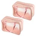 Uxcell 8.3 x11.8 x5.1 PVC Clear Toiletry Bag Makeup Bags with Zipper Handle Pink 2 Pack