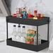 Protoiya Under Sink Organizer 2 Tier Bathroom Organizer with 5 Hooks Multi-purpose Under Sink Storage Countertop Storage Shelf Cosmetic Organizer Holder for Bathroom Kitchen