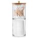 Acrylic Paper Cup Dispenser with Bamboo Lid Clear Paper Cup Holder 2 In 1 Round and Square Cotton Swabs Storage Box Container Cosmetics Organiser for Bathroom Guest Room Counter