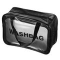 Uxcell 8.3 x11.8 x5.1 PVC Clear Toiletry Bag Makeup Bags with Zipper Handle Black