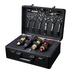 Oukaning Barber Suitcase Stylist Tool Storage Bag Fireproof Board + Metal Portable Scissors Bag And Box (Black)