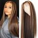 Kayannuo Christmas Clearance Long Straight Brown Mixed Blonde Synthetic Wigs for Women Middle Part Highlights