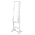 Giantex Jewelry Cabinet Box Armoire Organizer with 18 LED Standing for Home Bedroom 16 Lipstick Holder 1 Inside Makeup Mirror Full Lights Large Storage Mirrored Cabinets Jewelry Armoires (White)