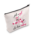 LEVLO Funny Makeup Artist Cosmetic Make up Bag Cosmetologists Inspired Gift Just A Girl who loves Makeup Makeup Zipper Pouch Bag For Women Girls