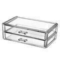 Suzicca 2 Drawer Transparent Acrylic Makeup Storage Box Desk Jewelry & Clear Cosmetic Organizer Vanity Storage Display Box Make Up Organizers And Storage Makeup Stand