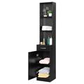 GoDecor Bathroom Floor Cabinet with 5-Shelf and Drawer Freestanding Barber Station Salon Cabinet Beauty Spa Makeup Organizer 13 L x 13 W x 70 H Black