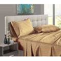 Custom Silk 4 PC Sheet Set and 1 Zipper Closure Duvet Cover, 100% Egyptian Cotton 400 Thread Count, 40 CM Deep Pockets -Breathable & Cooling Sheets - Wrinkle Free - Taupe Stripe, Super King Size
