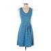 Freedom Trail Casual Dress - A-Line: Blue Marled Dresses - Women's Size X-Small