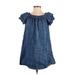 She + Sky Casual Dress - Popover: Blue Dresses - Women's Size Small