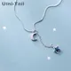 Uini – collier tibétain micro-incrusté d'étoiles et de lune bleues argentées bijoux simples doux