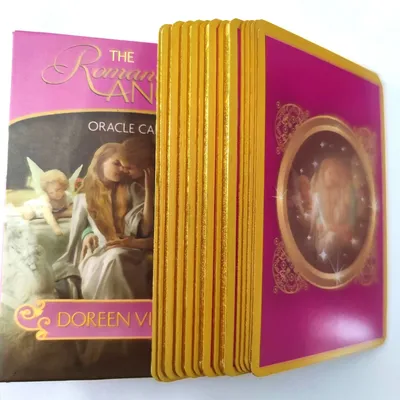 Cartes de tarot oracle anges romance 12x7cm version anglaise épuisées avec bord doré et papier
