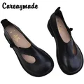 Careaymade-Chaussures en cuir véritable à tête ronde pour femmes chaussures simples originales