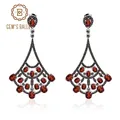 Boucles d'oreilles de BALLET pour femmes en argent Sterling 925 en pierre précieuse grenat rouge