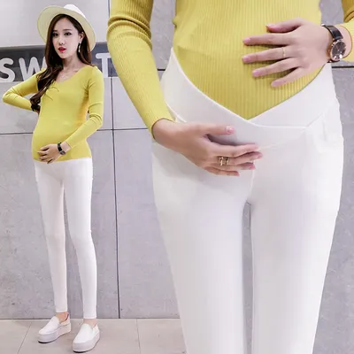 Pantalon slim taille basse en coton pour femmes enceintes vêtements de grossesse mode automne