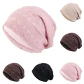 Turban élastique en dentelle avec biscuits pour femme hijab musulman bonnets de nuit pour dormir