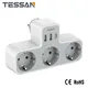 TESSAN-Adaptateur d'extension de prise murale EU avec 3 prises secteur 2 ports USB 1 type C