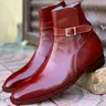 Bottes à sangle carrée rouge pour hommes bottes de rinçage Parker Zapatos De Seguridad zones bre