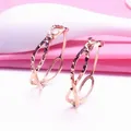585 purple gold plated 14K rose gold geometric shiny earrings for women Korean and Japanese style