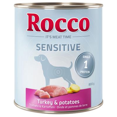 24x800g Sensitive Truthahn & Kartoffel Rocco Hundefutter nass