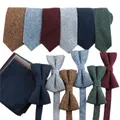 Ensemble de Cravate en coton pour hommes Cravate nœud papillon poche carrée Cravate étroite pour