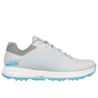 Skechers Women's Arch Fit GO GOLF Elite 5 - GF Shoes | Size 11.0 | Gray/Turquoise | Synthetic/Textile