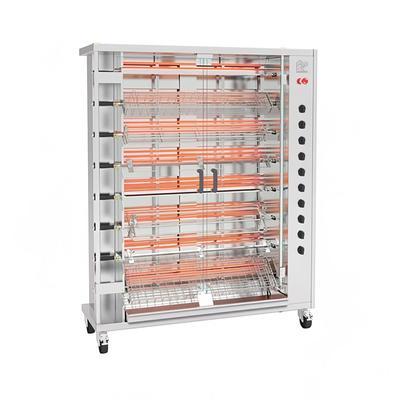 Rotisol USA FF1425-8E-SS Electric 8 Spit Commercial Rotisserie w/ 48 Bird Capacity, 208-230v/3ph, Silver