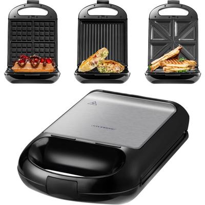 3in1 Sandwichmaker Kontaktgrill Waffeleisen Cool-Touch Antihaftbeschichtung - Steinborg Image