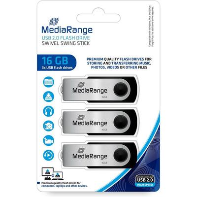 Mr 910-3 - USB-Stick, usb 2.0, 16 gb, Swivel, 3er-Pack (MR910-3) - Mediarange