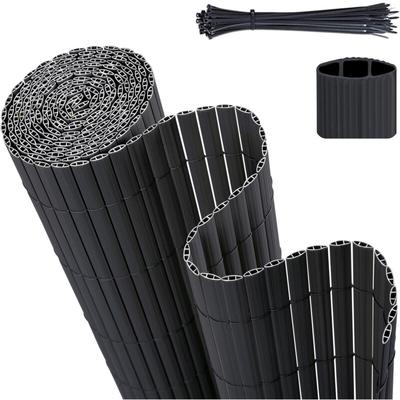Sichtschutzmatte pvc Sichtschutzzaun Gartenzaun, Doppelte Verstärkung, Anthrazit / 0,80 x 5 m Image