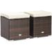 2PCS Patio Rattan Ottomans Seat Side Table Storage Box Footstool