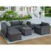Oaks Aura 8-Piece Rattan Wicker Sectional Sofa Sets, Conversation Sofa Sets with Cushions, Patio Outdoor Wicker Furniture Sets