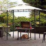 12 Ft.L x 8.5 Ft.H Beige Outdoor Steel Double Tiered Backyard Patio BBQ Grill Gazebo with Bar Counters