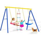 DreamBuck Swing Sets for Backyard 3-in-1 Kids Swing Set with Climbing Rope Ladder Outdoor Swing for Kids 3+ (3-in-1 Swing Set)