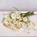 Feildoo 5 Heads Daisies Artificial Flowers Long Branch Bouquet Family Party Wedding Decoration DIY Bridal Silk Artificial Flower Pack of 18 9 Colors - White