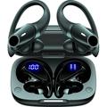 for Samsung Galaxy S9 Wireless Earbuds Bluetooth Headphones Over Ear Waterproof with Microphone LED Display for Sports Running Workout - Black