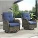 PARKWELL Patio Rocking Swivel Cushioned Chairs Set of 2 Wicker Glider Rocker for Porch Balcony Backyard Apartment Blue