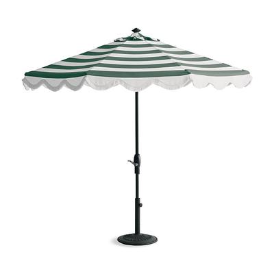 7-1/2' Round Designer Umbrella - Air Blue, Natural Teak - Frontgate Resort Collection™