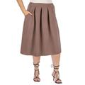 Elastic Waist Pleated Knee Length Plus Size Pocket Skirt