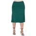 A Line Elastic Waist Knee Length Plus size Skirt