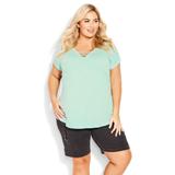 3 Bar V-Neck Top - ocean