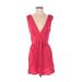 Forever 21 Casual Dress - Party Plunge Sleeveless: Red Print Dresses - Women's Size Small