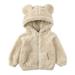 Baby Cold Weather Clothes Plush keep Warm Winter Solid Color Pocket Half Zip Kids Boys Girls Hooded Coats (7-8 Years Beige)