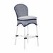 Summer Classics Savoy 30” Patio Bar Stool w/ Cushion, Linen in White/Blue | 45 H x 19.25 W x 20.75 D in | Wayfair 3343108+C3086457N