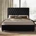 Lark Manor™ Alhaji Tufted Platform Bed Upholstered/Velvet, Solid Wood in Black | 52.8 H x 65.1 W x 88.2 D in | Wayfair